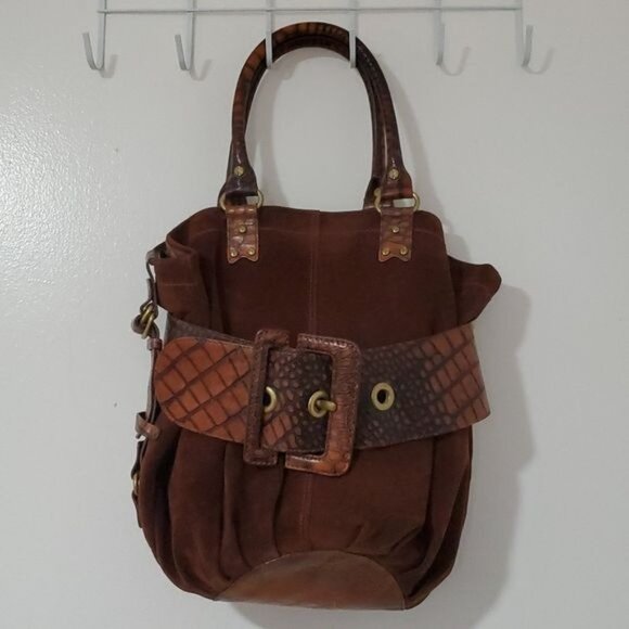 Cole Haan G Series Leather Reptile Embossed Bag Shoulder Tote Handbag WOMEN'S - Picture 3 of 16